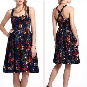 Anthropologie floral corduroy dress size 2